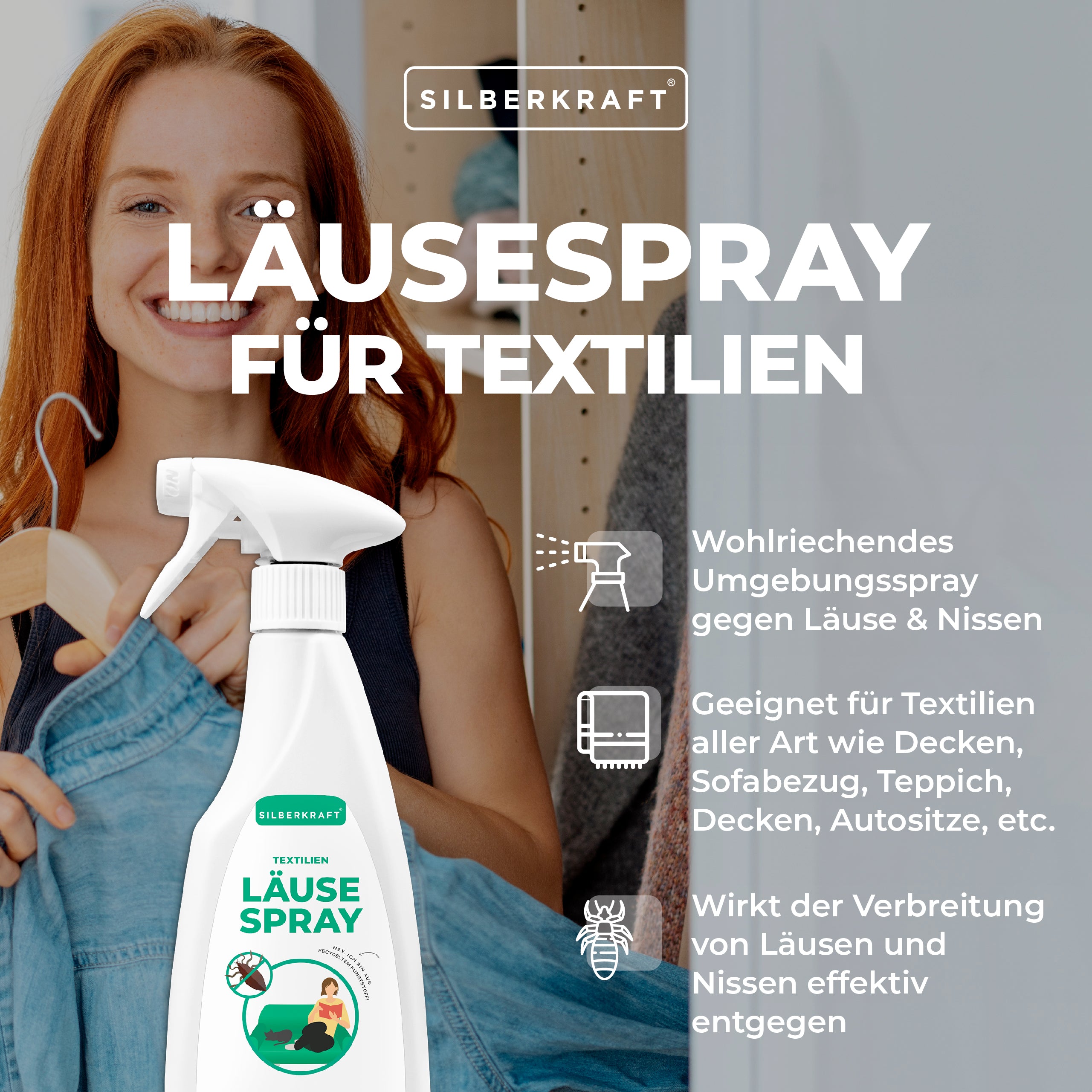 Läusespray für Textilien und Kopfläuse vorbeugen Spray