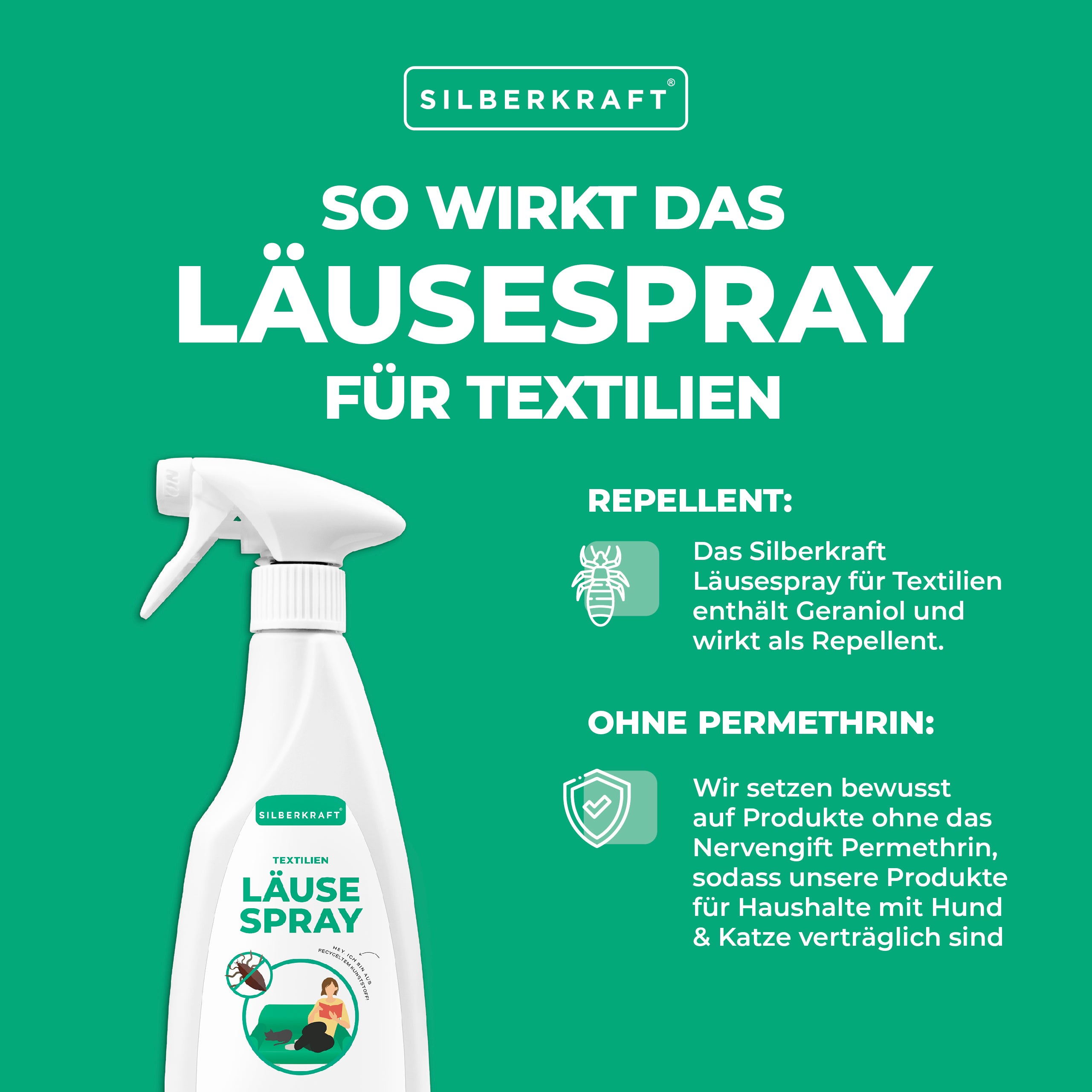Läusespray für Textilien und Kopfläuse vorbeugen Spray