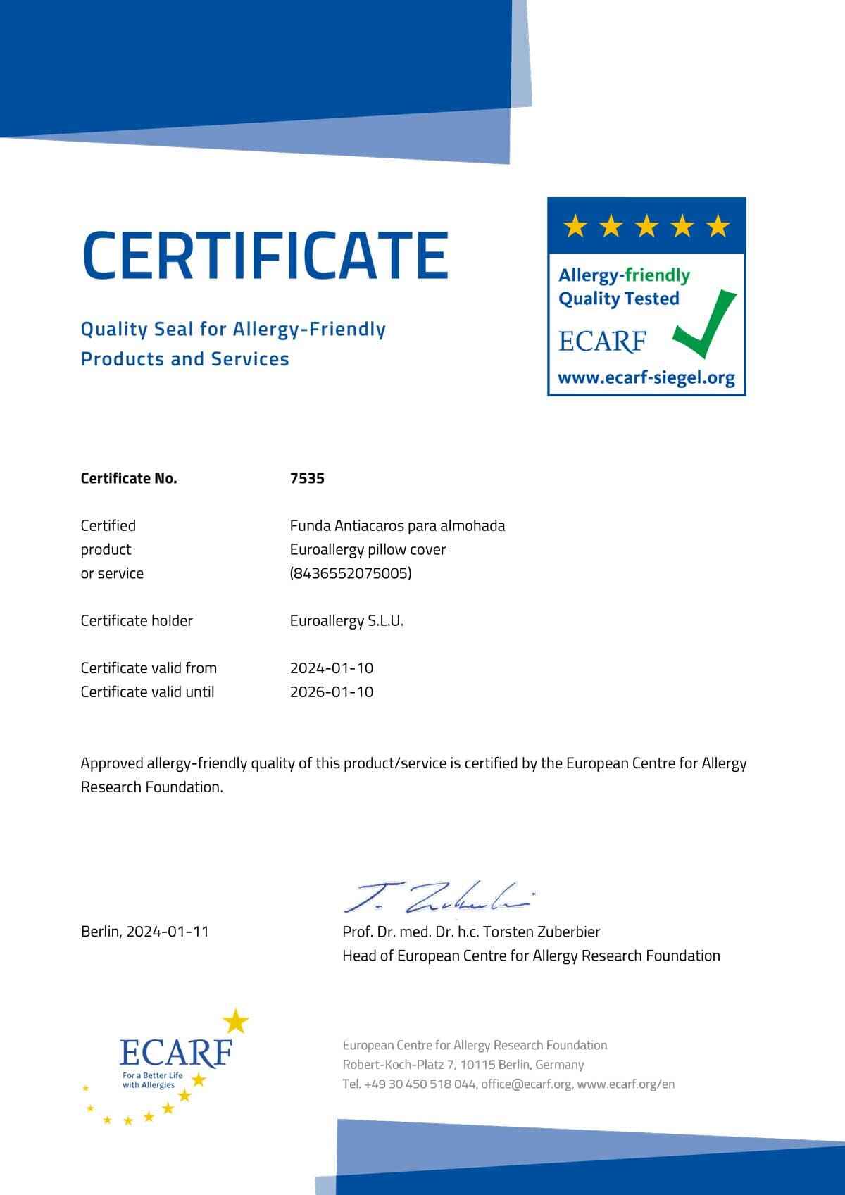 Federa antiacaro certificata ECARF