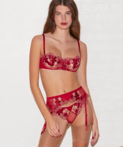 Violet Embroidered Garter Belt