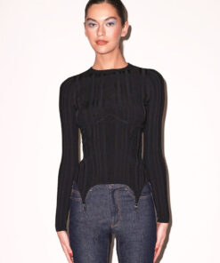 Rib Long Sleeve Garter Top
