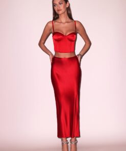 Silk Bias Cutout Skirt