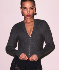 Knit Zip Bustier Cardigan